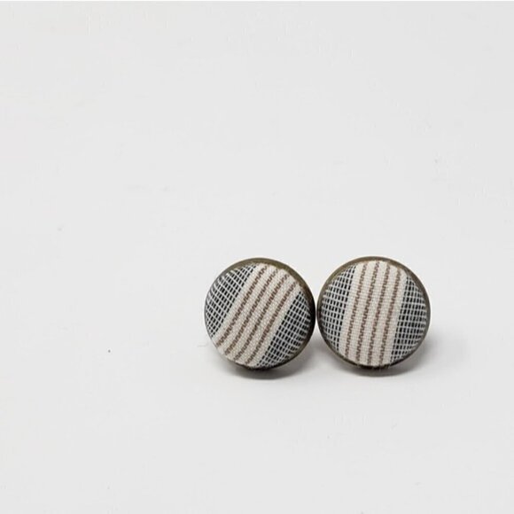 New Handmade | Upcycled Stripe Stud Earrings - Picture 1 of 4